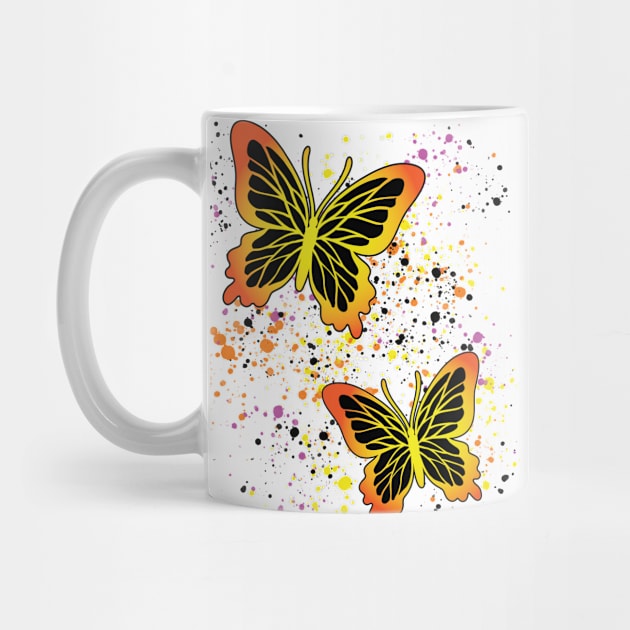 Beautiful Butterflies with Colorful Splatters by Designs by Darrin